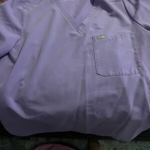 Figs Lavender V-Neck Scrub Top